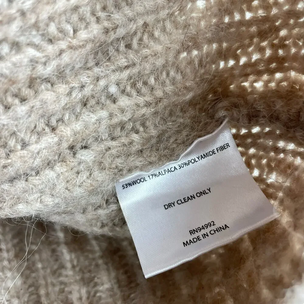 Jonathan Simkhai Reagan Alpaca Wool Blend Chunky Cardigan Sweater Brown Size XS